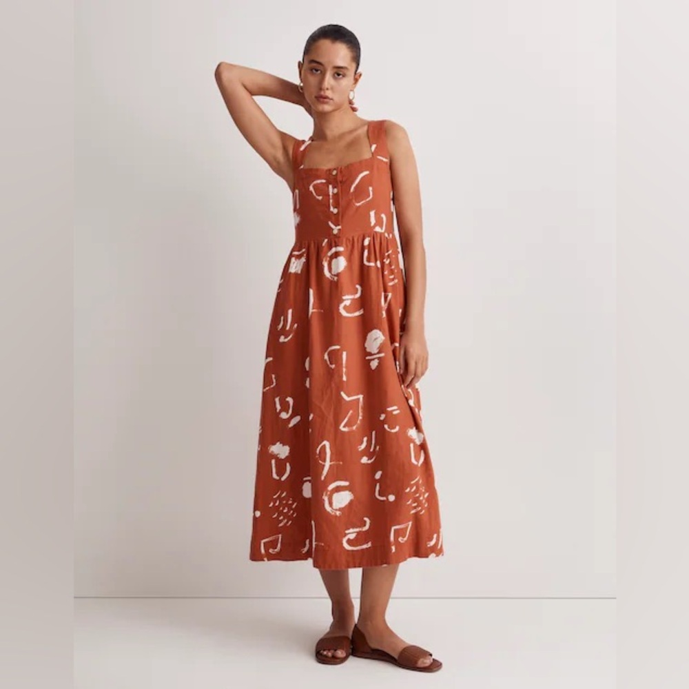 Madewell Rust and White Midi Dress